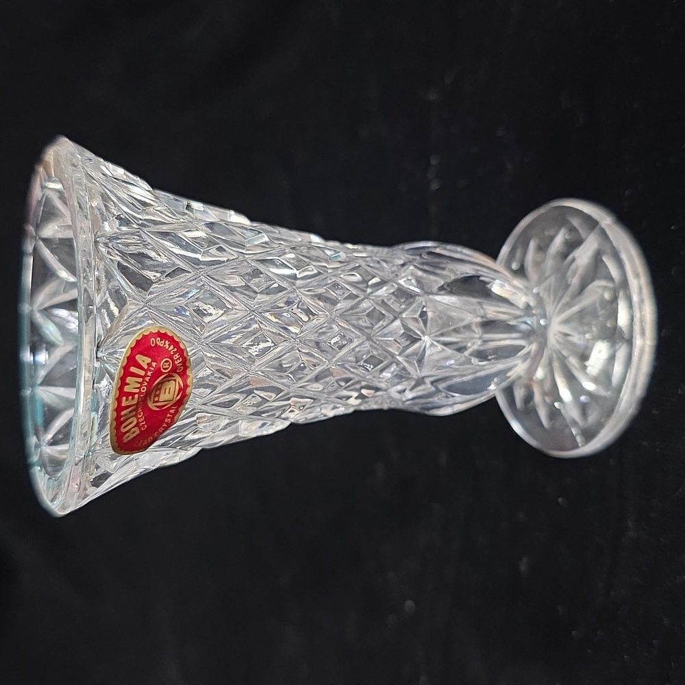 Miniature‎ Footed Bohemia Crystal Bud Vase, Vintage 4"x2.25"
